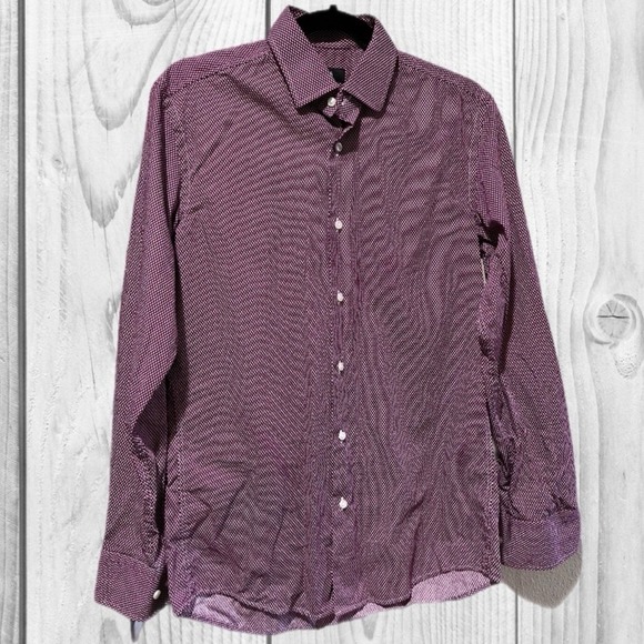 Boss Other - Boss Men's Dress Shirt‎ Burgundy Pattern long sleeve minimalist slim fit size 15